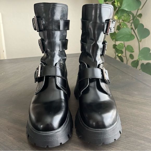 STEVE MADDEN Okara Buckle Cutout Platform Boot in Black Leather Size 7 NWOT - Picture 9 of 15